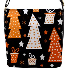 Orange Playful Xmas Flap Messenger Bag (s) by Valentinaart