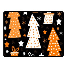 Orange Playful Xmas Double Sided Fleece Blanket (small)  by Valentinaart