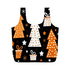 Orange Playful Xmas Full Print Recycle Bags (m)  by Valentinaart