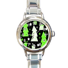 Green Playful Xmas Round Italian Charm Watch by Valentinaart