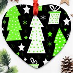 Green Playful Xmas Ornament (Heart)  Front