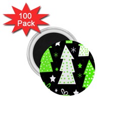 Green Playful Xmas 1 75  Magnets (100 Pack)  by Valentinaart