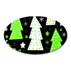 Green Playful Xmas Oval Magnet by Valentinaart