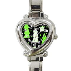 Green Playful Xmas Heart Italian Charm Watch by Valentinaart