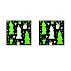 Green Playful Xmas Cufflinks (square) by Valentinaart