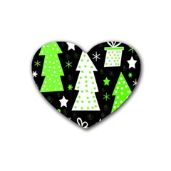 Green Playful Xmas Heart Coaster (4 Pack)  by Valentinaart