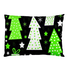 Green Playful Xmas Pillow Case by Valentinaart