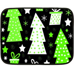 Green Playful Xmas Double Sided Fleece Blanket (mini)  by Valentinaart