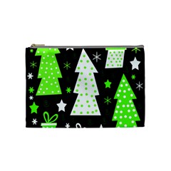 Green Playful Xmas Cosmetic Bag (medium)  by Valentinaart