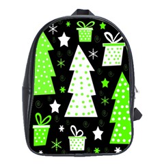 Green Playful Xmas School Bags(large)  by Valentinaart