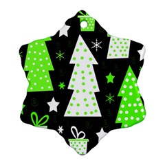 Green Playful Xmas Snowflake Ornament (2-side)