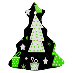 Green Playful Xmas Christmas Tree Ornament (2 Sides)