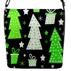 Green Playful Xmas Flap Messenger Bag (s) by Valentinaart