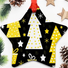 Yellow Playful Xmas Ornament (star)  by Valentinaart