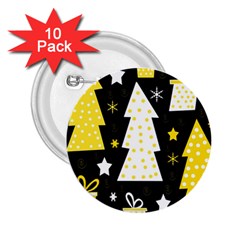 Yellow Playful Xmas 2 25  Buttons (10 Pack)  by Valentinaart