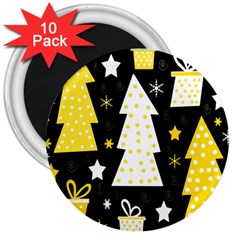 Yellow Playful Xmas 3  Magnets (10 Pack)  by Valentinaart