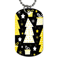 Yellow Playful Xmas Dog Tag (two Sides) by Valentinaart