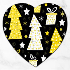 Yellow Playful Xmas Jigsaw Puzzle (heart) by Valentinaart