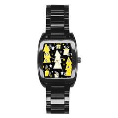 Yellow Playful Xmas Stainless Steel Barrel Watch