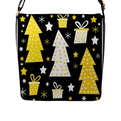 Yellow Playful Xmas Flap Messenger Bag (l)  by Valentinaart