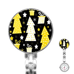 Yellow Playful Xmas Stainless Steel Nurses Watch by Valentinaart