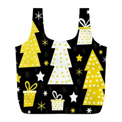 Yellow Playful Xmas Full Print Recycle Bags (l) 