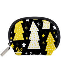 Yellow Playful Xmas Accessory Pouches (small)  by Valentinaart