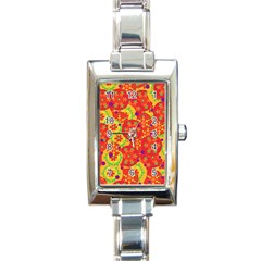 Orange Design Rectangle Italian Charm Watch