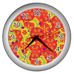 Orange Design Wall Clocks (silver) 