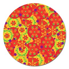 Orange Design Magnet 5  (round)