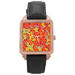 Orange Design Rose Gold Leather Watch 