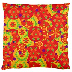 Orange Design Large Flano Cushion Case (one Side)