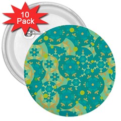 Cyan design 3  Buttons (10 pack) 