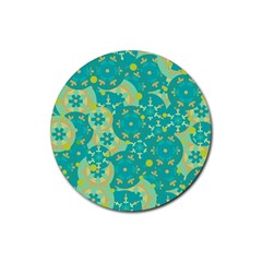 Cyan design Rubber Coaster (Round) 