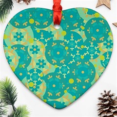 Cyan design Heart Ornament (2 Sides)