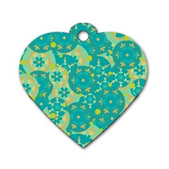 Cyan Design Dog Tag Heart (one Side) by Valentinaart