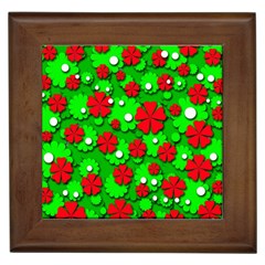 Xmas Flowers Framed Tiles by Valentinaart