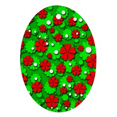 Xmas Flowers Ornament (oval) 