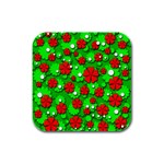 Xmas flowers Rubber Square Coaster (4 pack)  Front