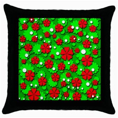 Xmas Flowers Throw Pillow Case (black) by Valentinaart