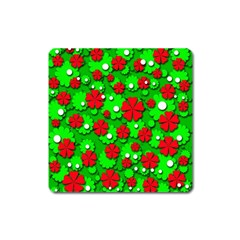 Xmas Flowers Square Magnet by Valentinaart