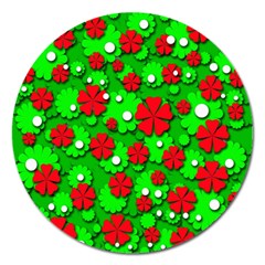 Xmas Flowers Magnet 5  (round) by Valentinaart