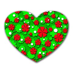 Xmas Flowers Heart Mousepads by Valentinaart