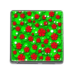 Xmas Flowers Memory Card Reader (square) by Valentinaart