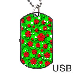 Xmas Flowers Dog Tag Usb Flash (one Side) by Valentinaart