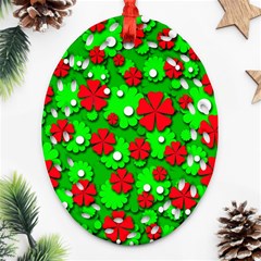 Xmas Flowers Oval Filigree Ornament (2-side) 