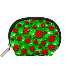 Xmas Flowers Accessory Pouches (small)  by Valentinaart