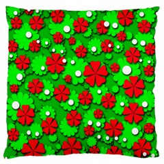 Xmas Flowers Large Flano Cushion Case (one Side) by Valentinaart