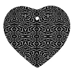 Black And White Tribal Pattern Ornament (heart) 