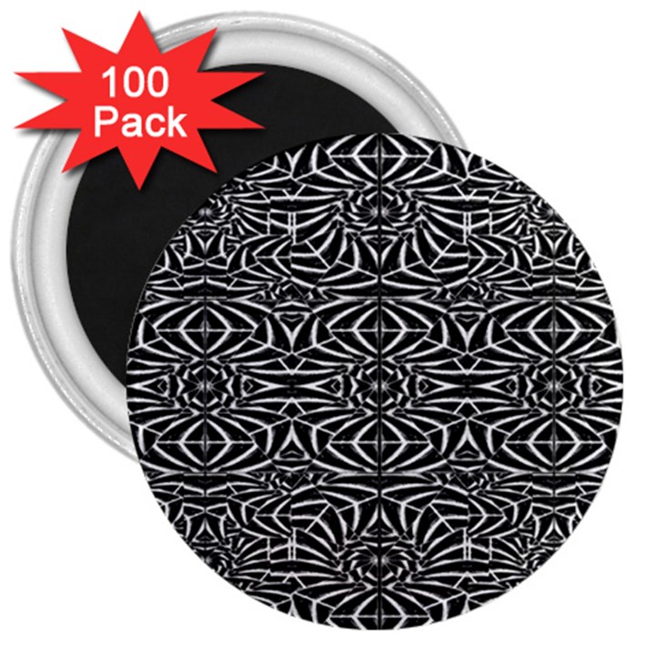 Black and White Tribal Pattern 3  Magnets (100 pack)